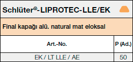 Final kapakları Schlüter®-LIPROTEC-LLE/EK